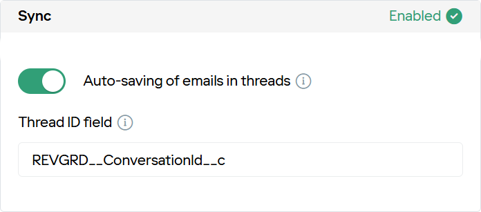 Auto-saving of emails in threads settings